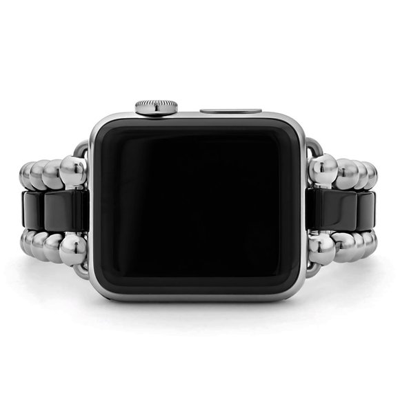 Lagos Stainless Steel & Black Ceramic Smart Caviar Bracelet For Apple Watch NWT - Picture 5 of 7